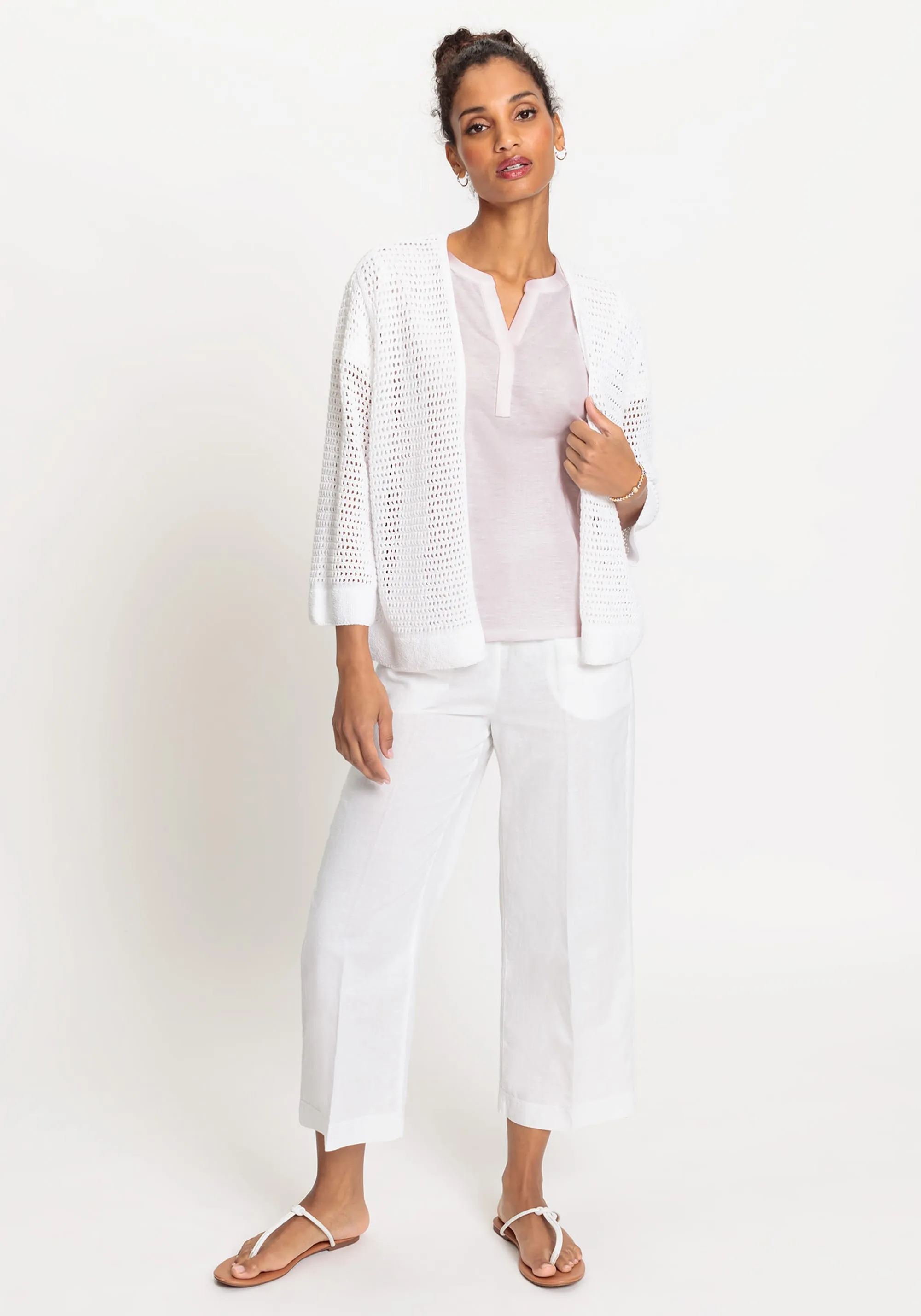 Anna Fit Wide Leg Cotton Linen Pull-On Culottes