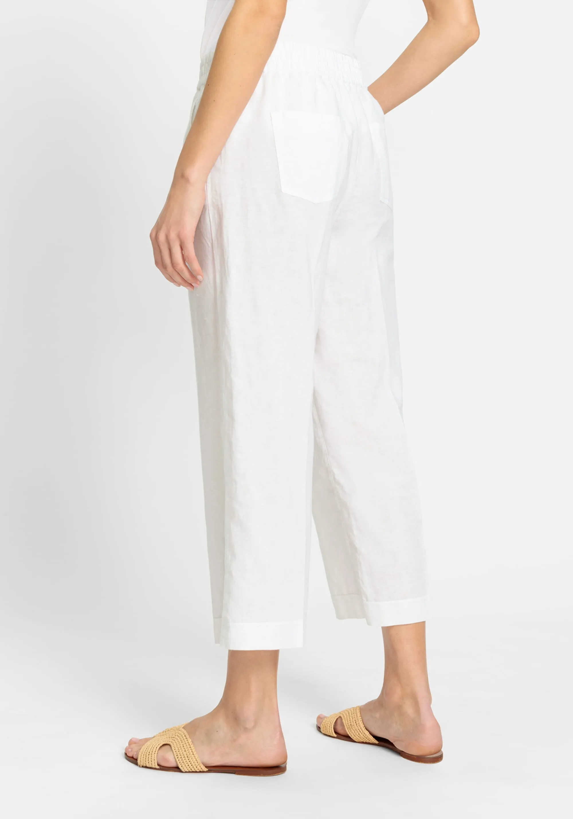 Anna Fit Wide Leg Cotton Linen Pull-On Culottes
