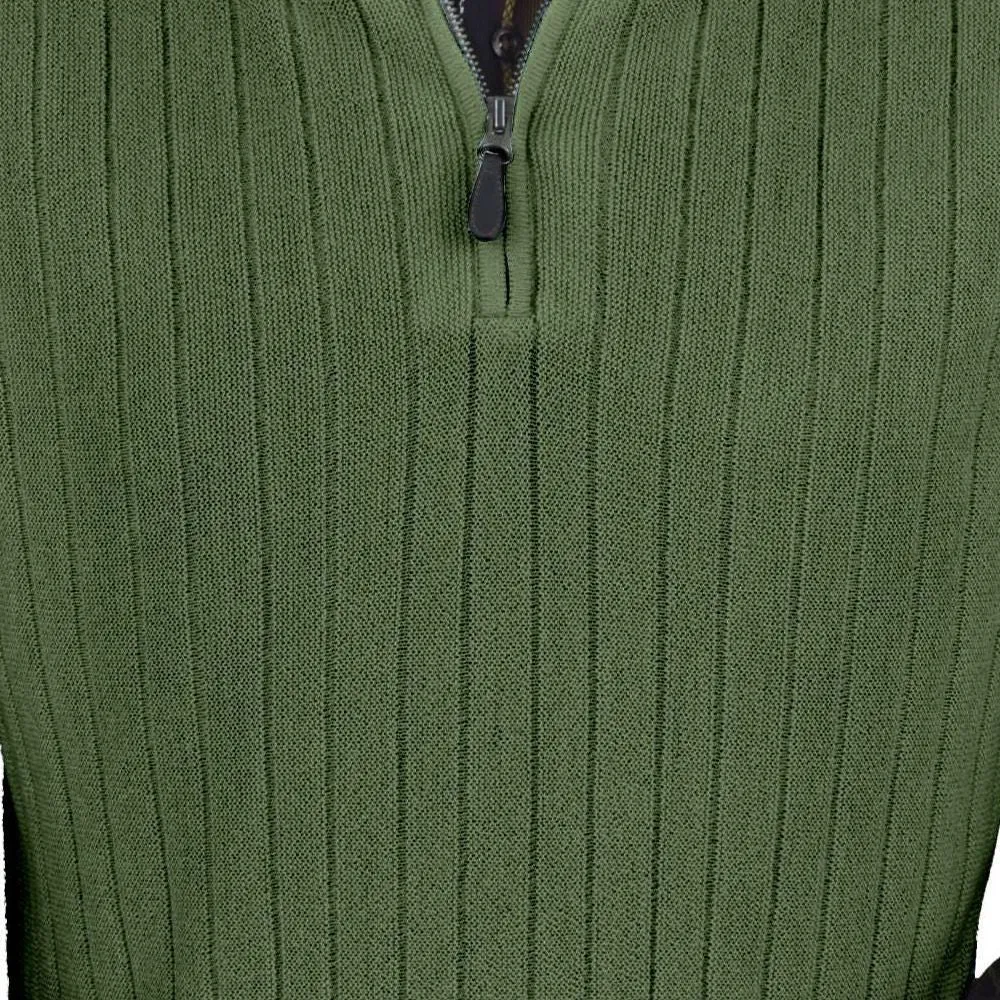 Baby Alpaca 'Links Stitch' Ribbed Zip-Neck Sweater Vest in Sage by Peru Unlimited