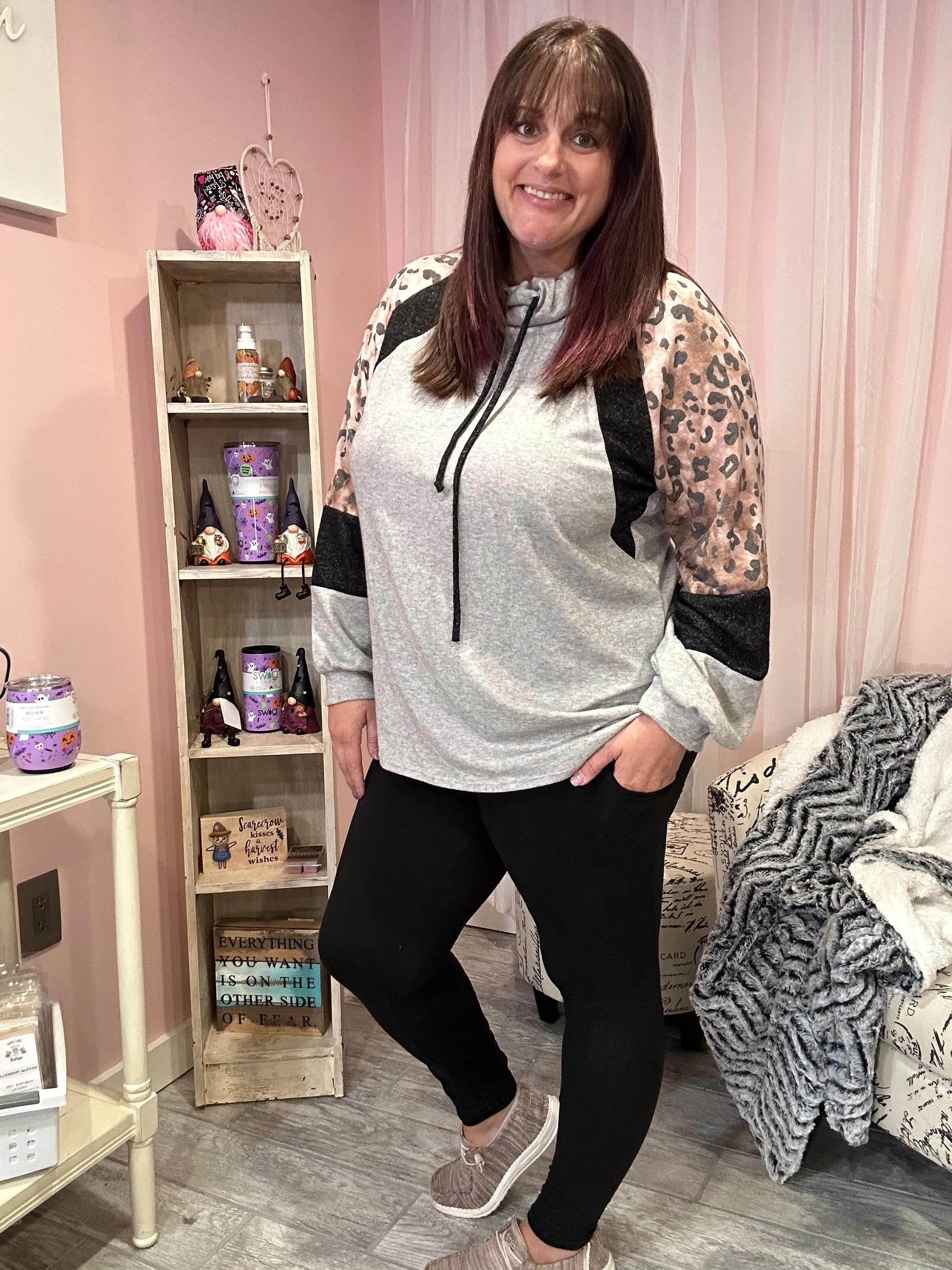Black & Leopard Full Length Leggings with Pockets