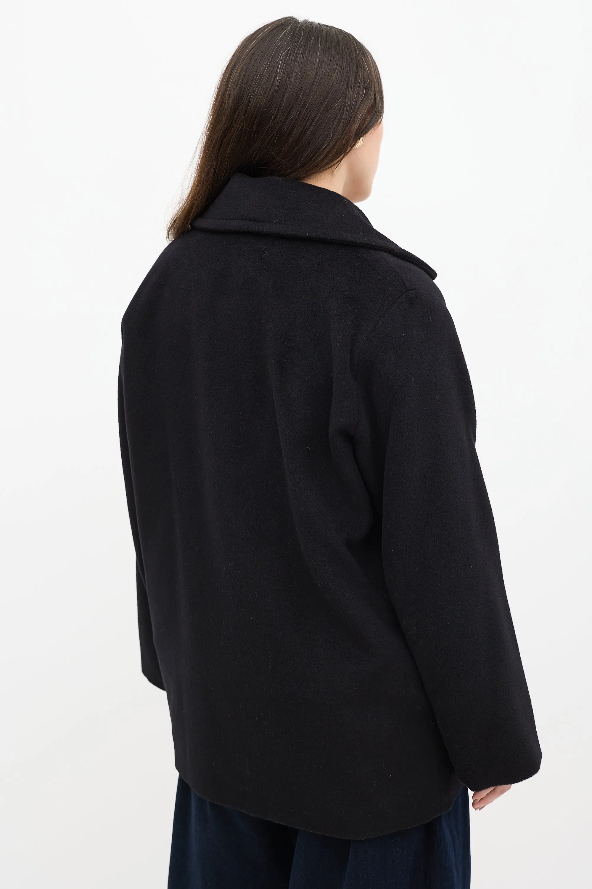Black Wool Double Breasted Pea Coat