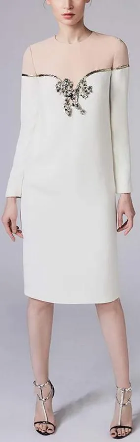 Embellished Bicolor Shift Dress
