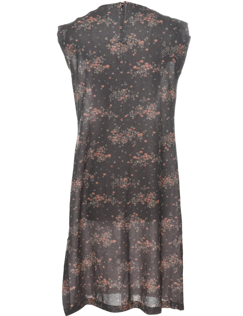 Floral Print Shift Dress - M