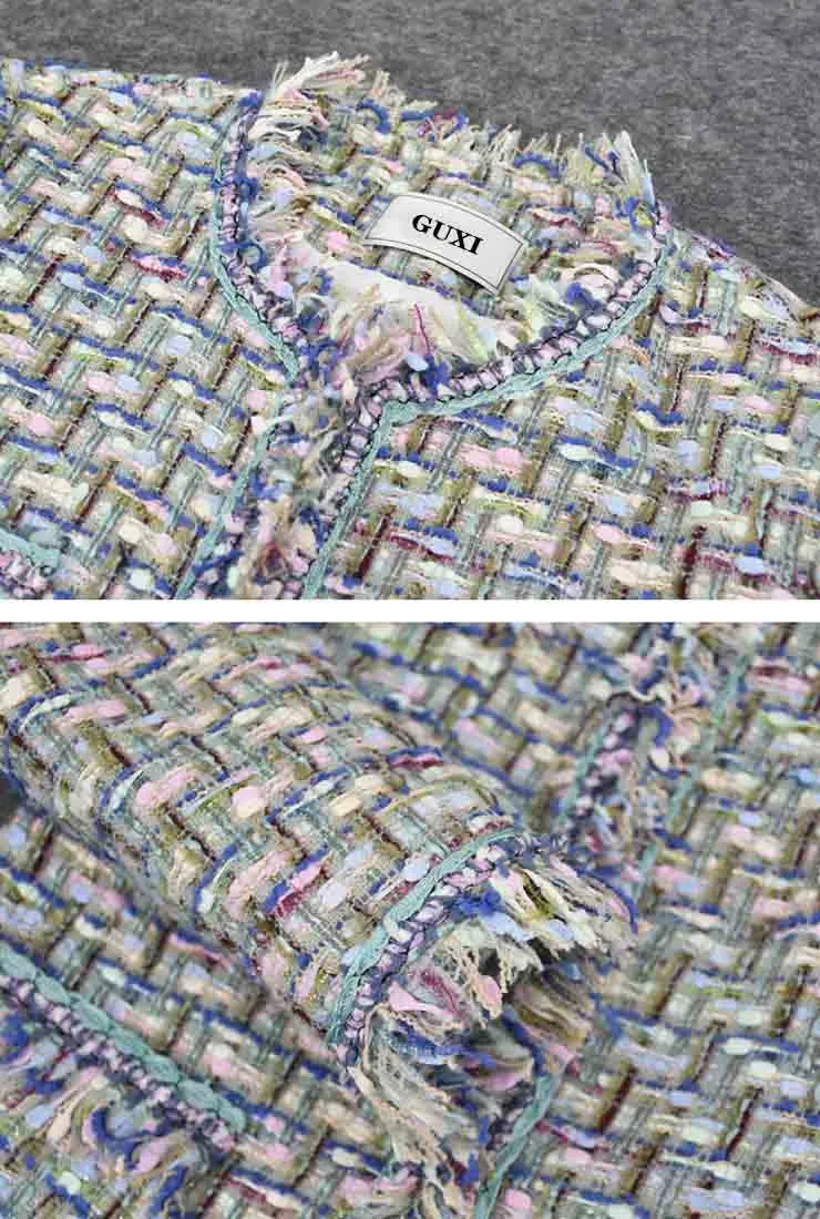 Fringe Trim Wool Blend Little Tweed Jacket