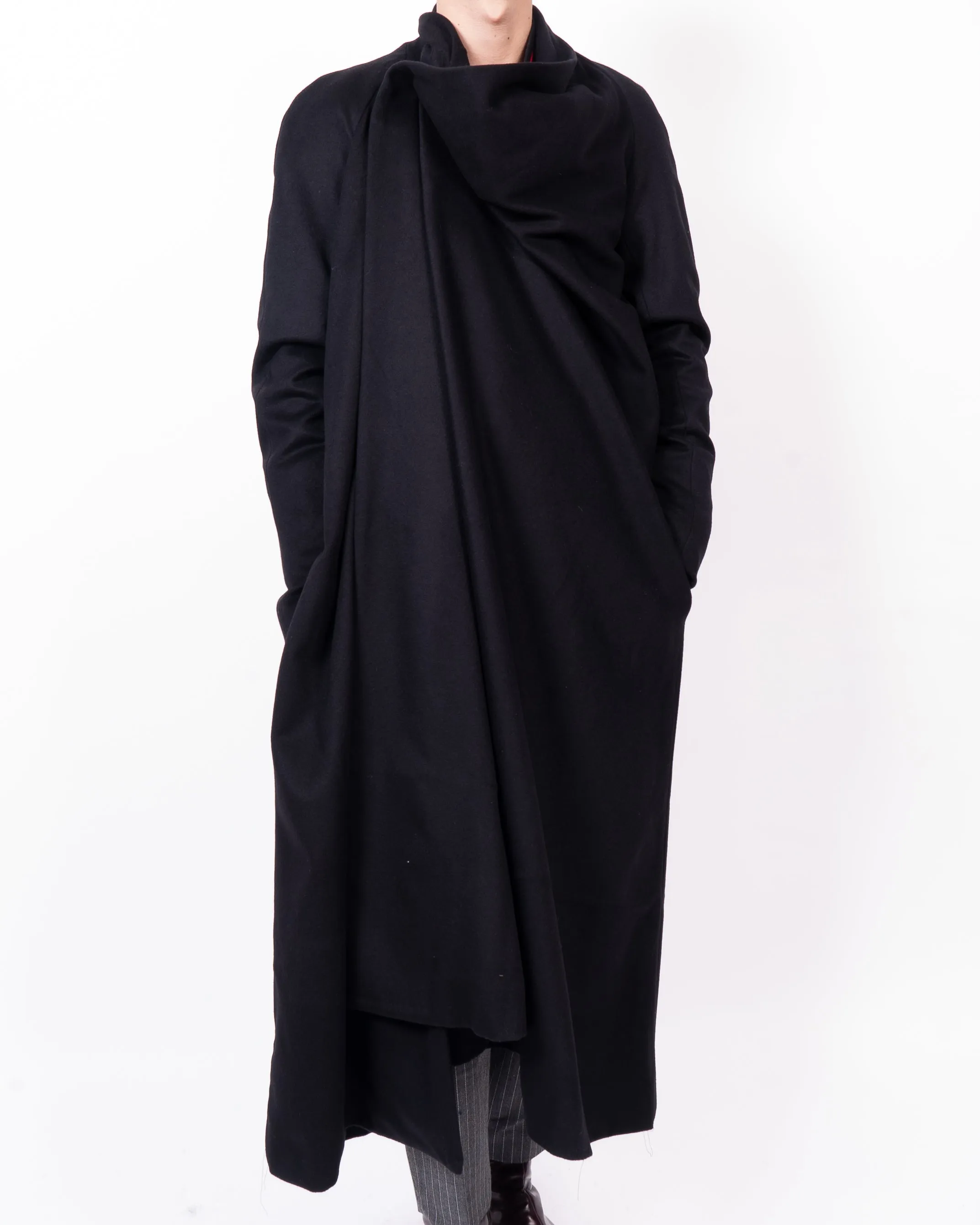 FW13 Asymmetric Kimono Coat in Black Wool