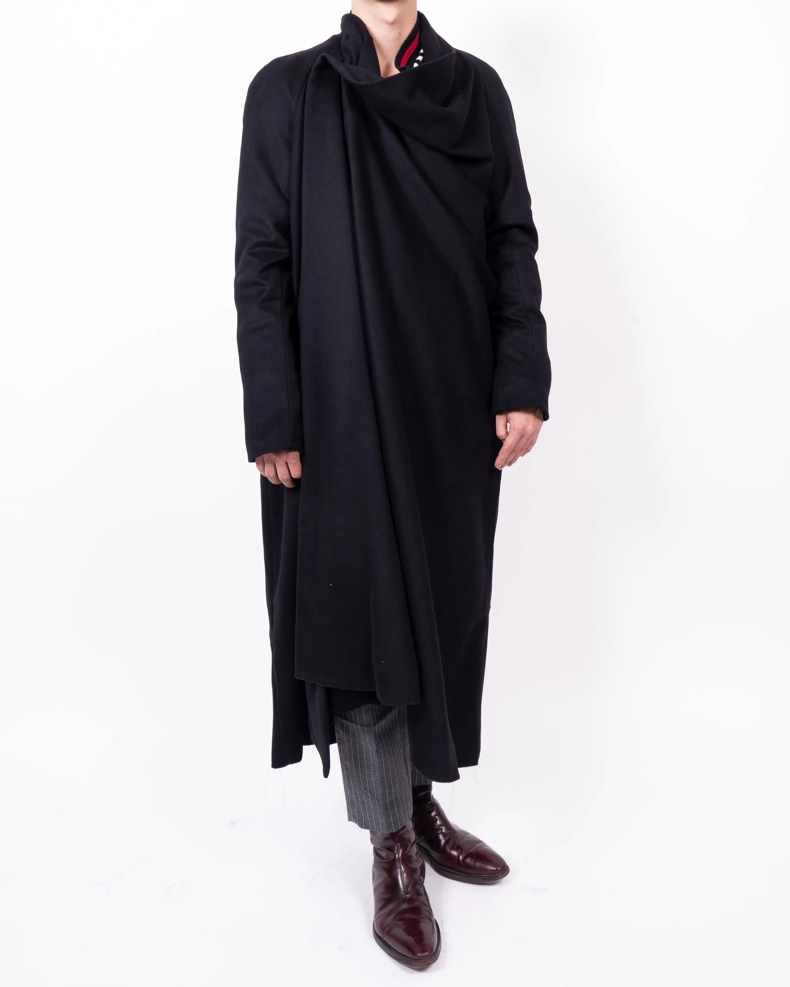 FW13 Asymmetric Kimono Coat in Black Wool