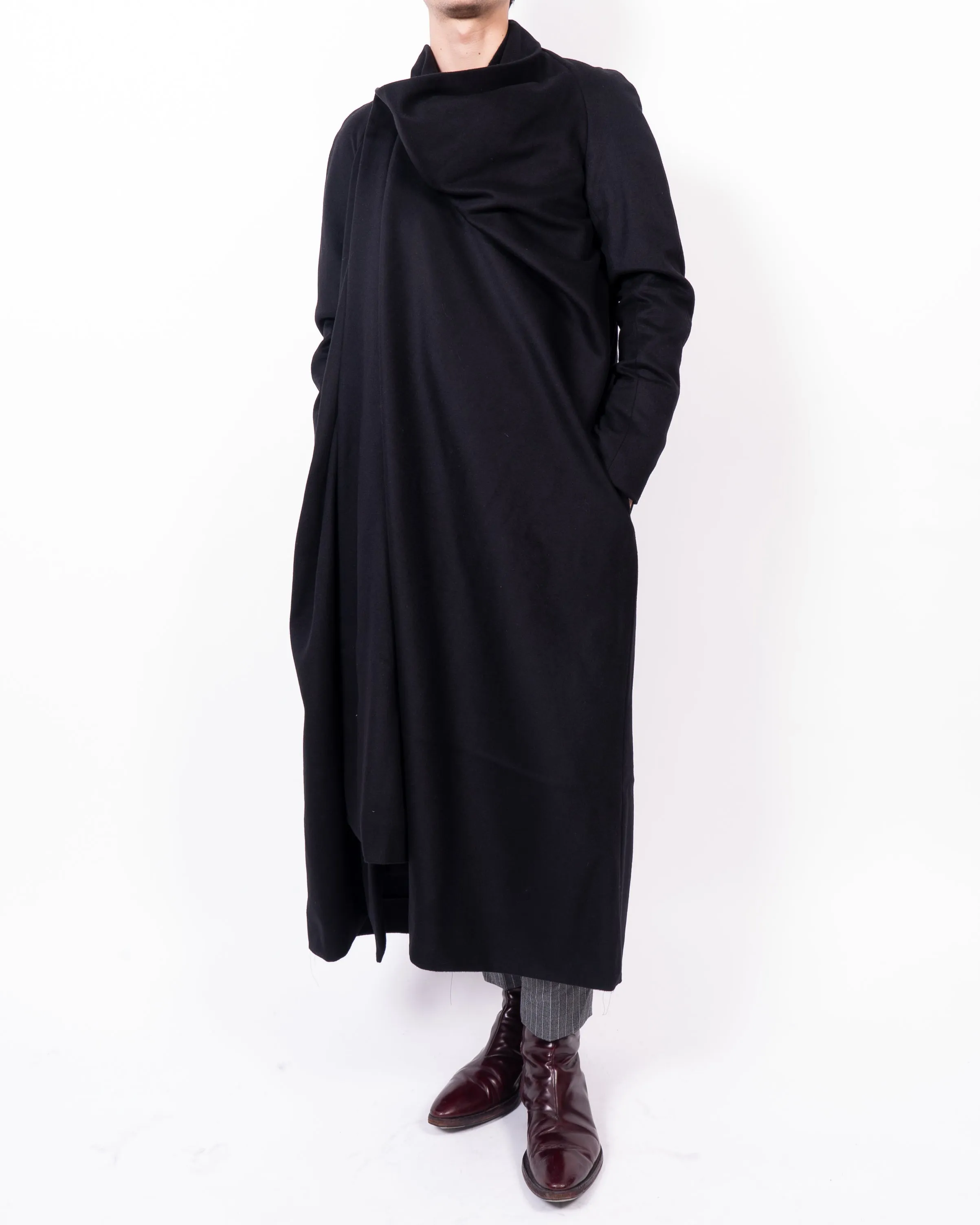 FW13 Asymmetric Kimono Coat in Black Wool