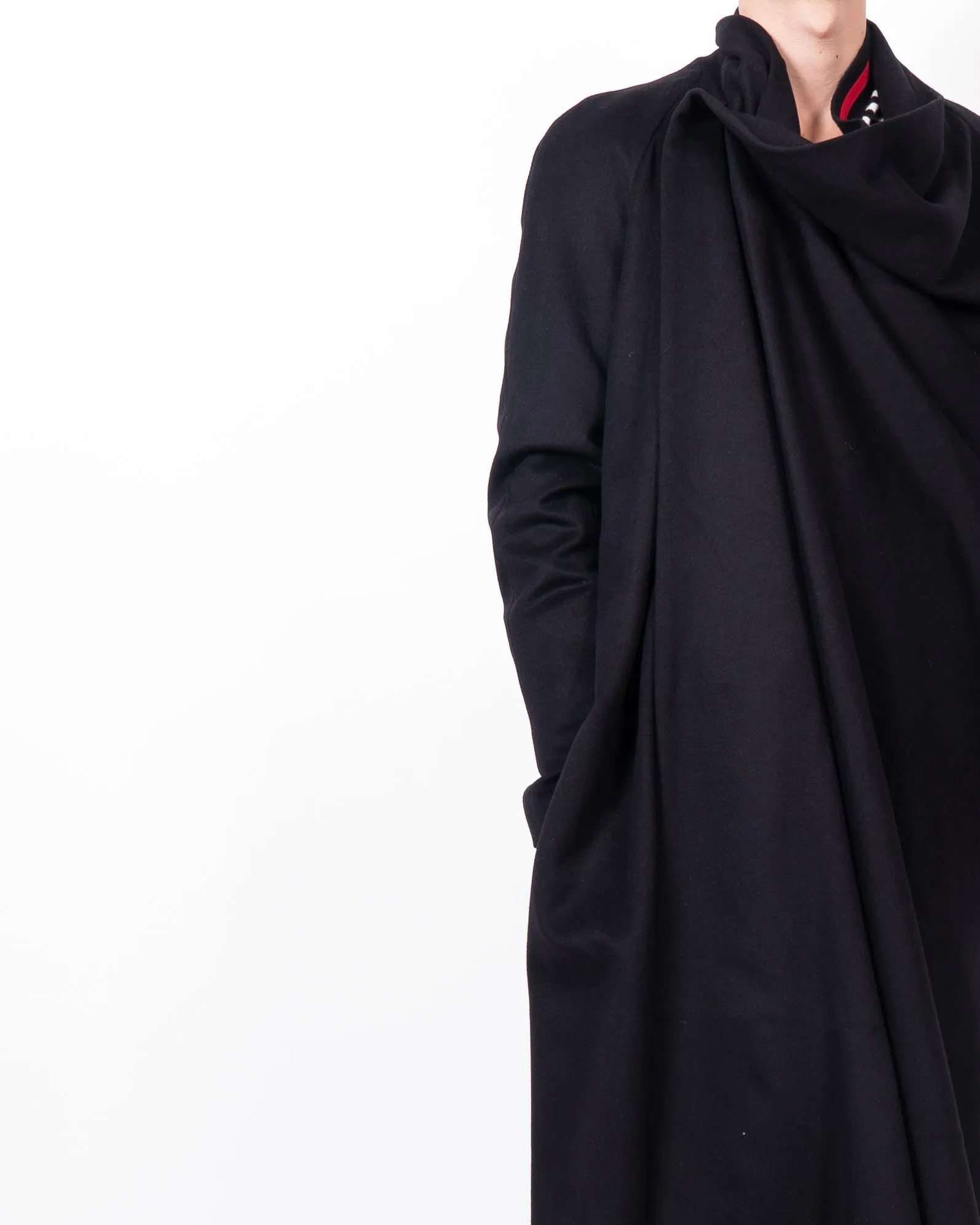 FW13 Asymmetric Kimono Coat in Black Wool