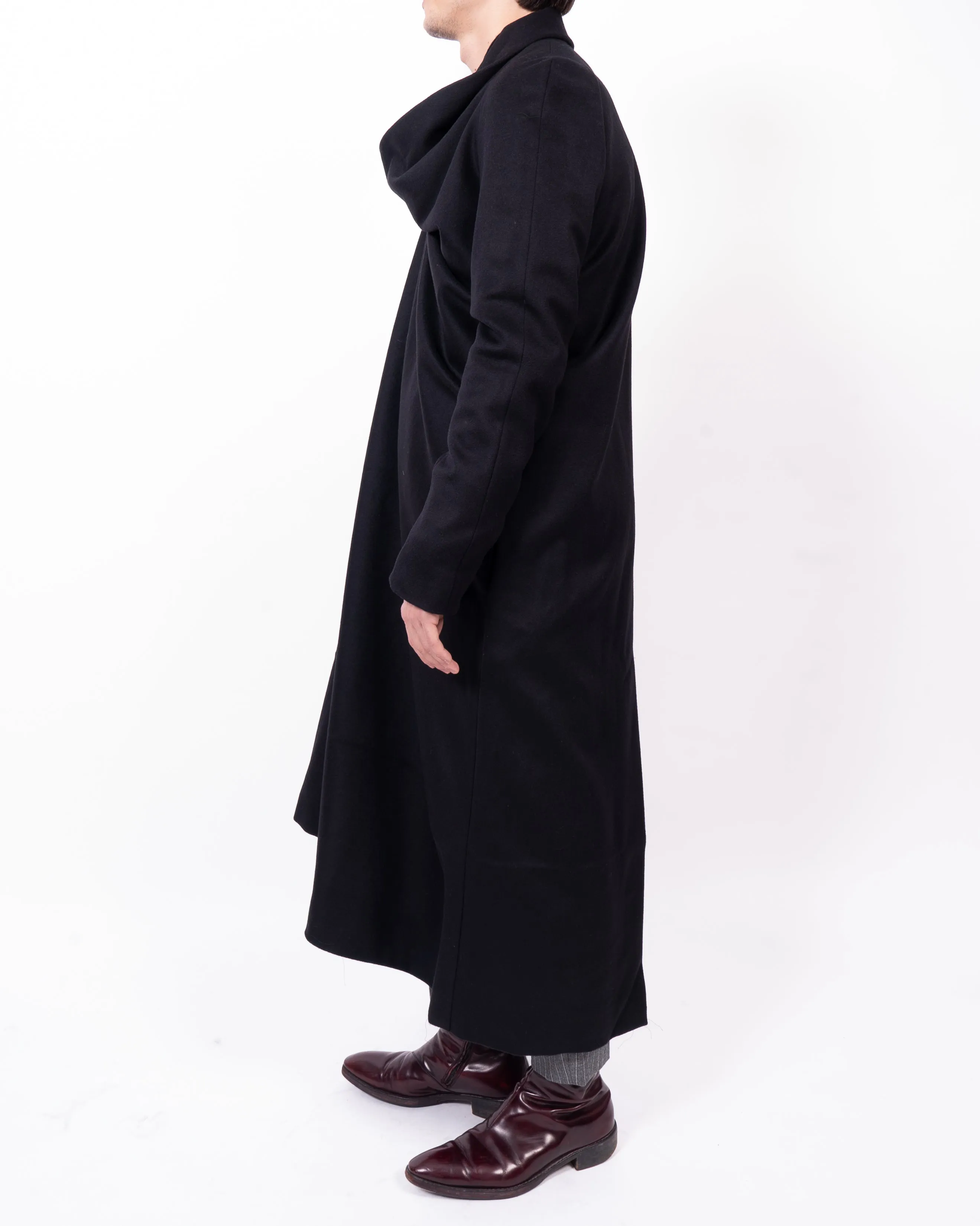 FW13 Asymmetric Kimono Coat in Black Wool