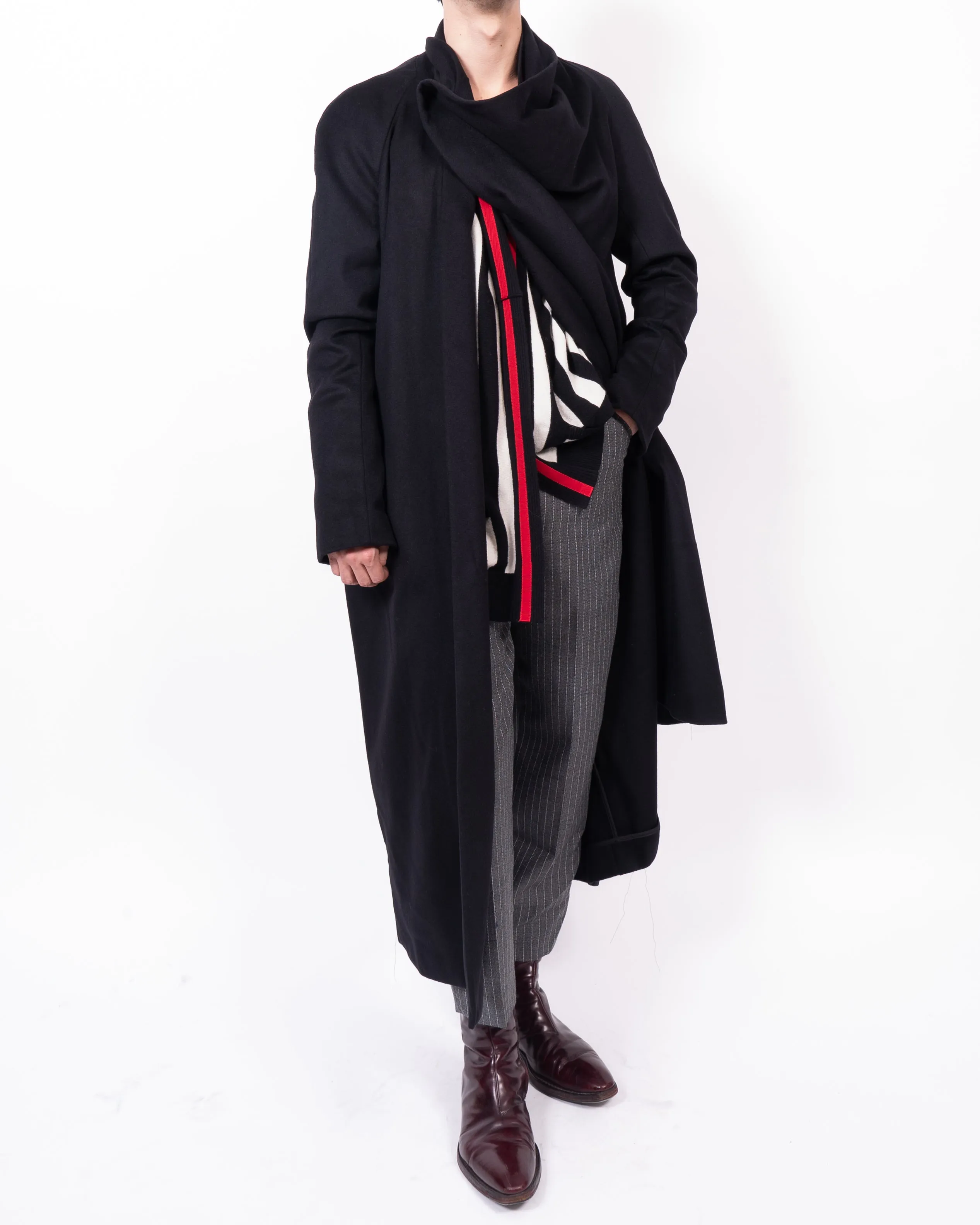 FW13 Asymmetric Kimono Coat in Black Wool