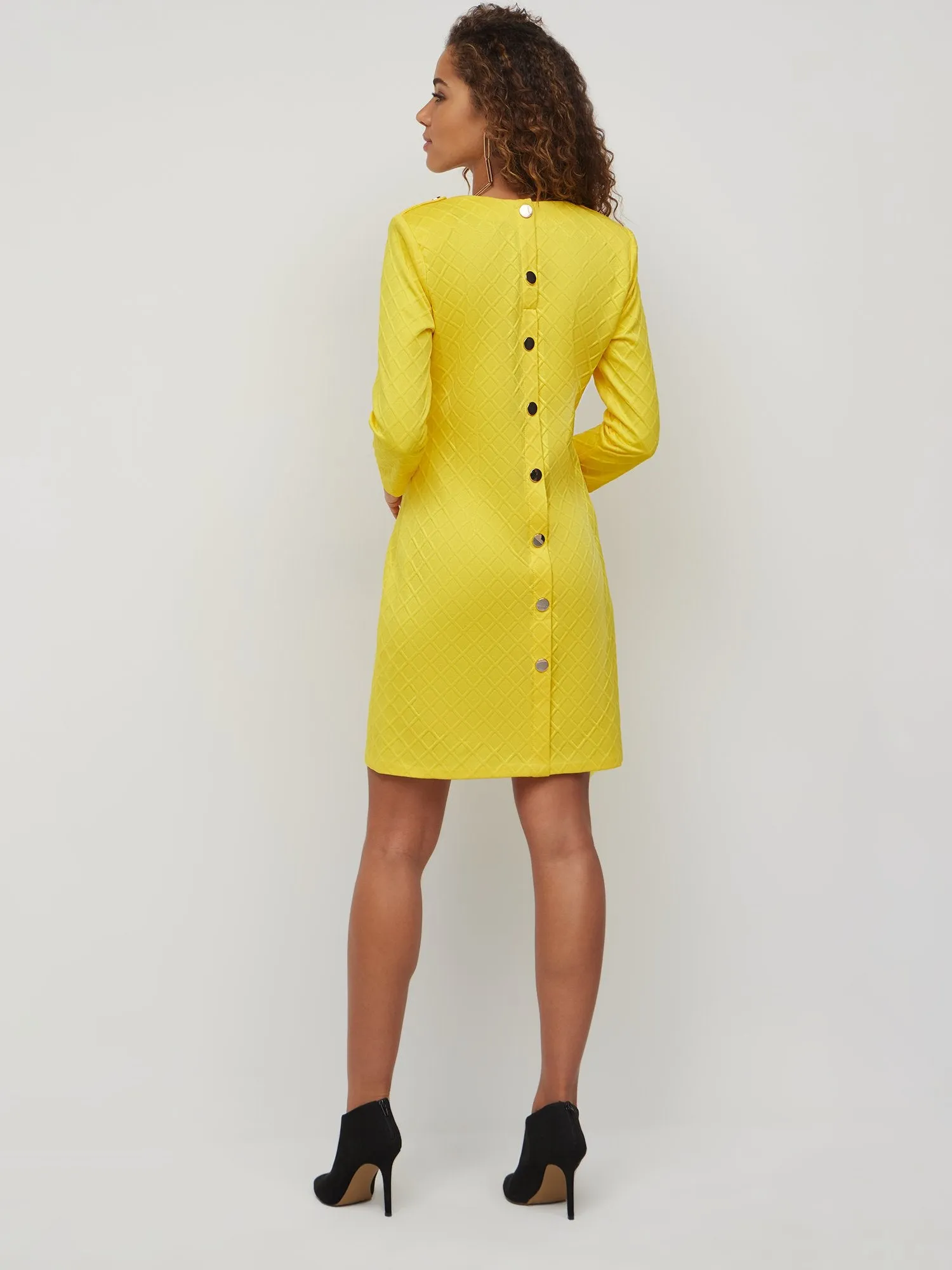 Geometric Button-Back Shift Dress