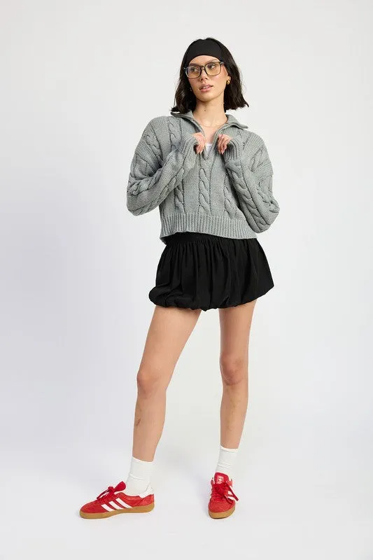 Half Zip Cable Knit Sweater
