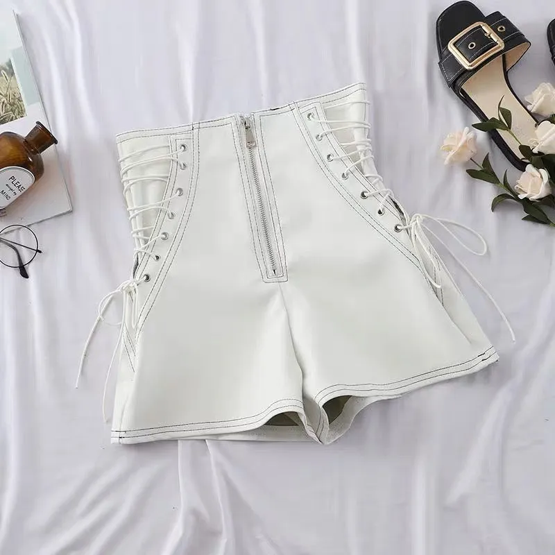 High Waisted Lace Up Shorts
