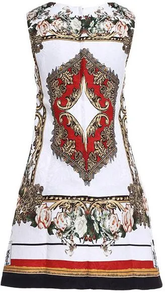 Jacquard Print Embellished Mini Shift Dress