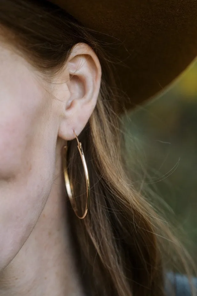 Oakley XL gold Hoops, lightweight large gold hoops, classic gold hoops, gifts for her, gold hoop dangles, minimal earrings