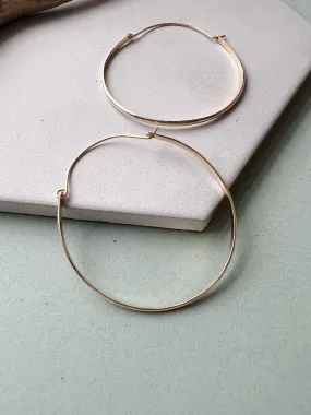 Oakley XL gold Hoops, lightweight large gold hoops, classic gold hoops, gifts for her, gold hoop dangles, minimal earrings