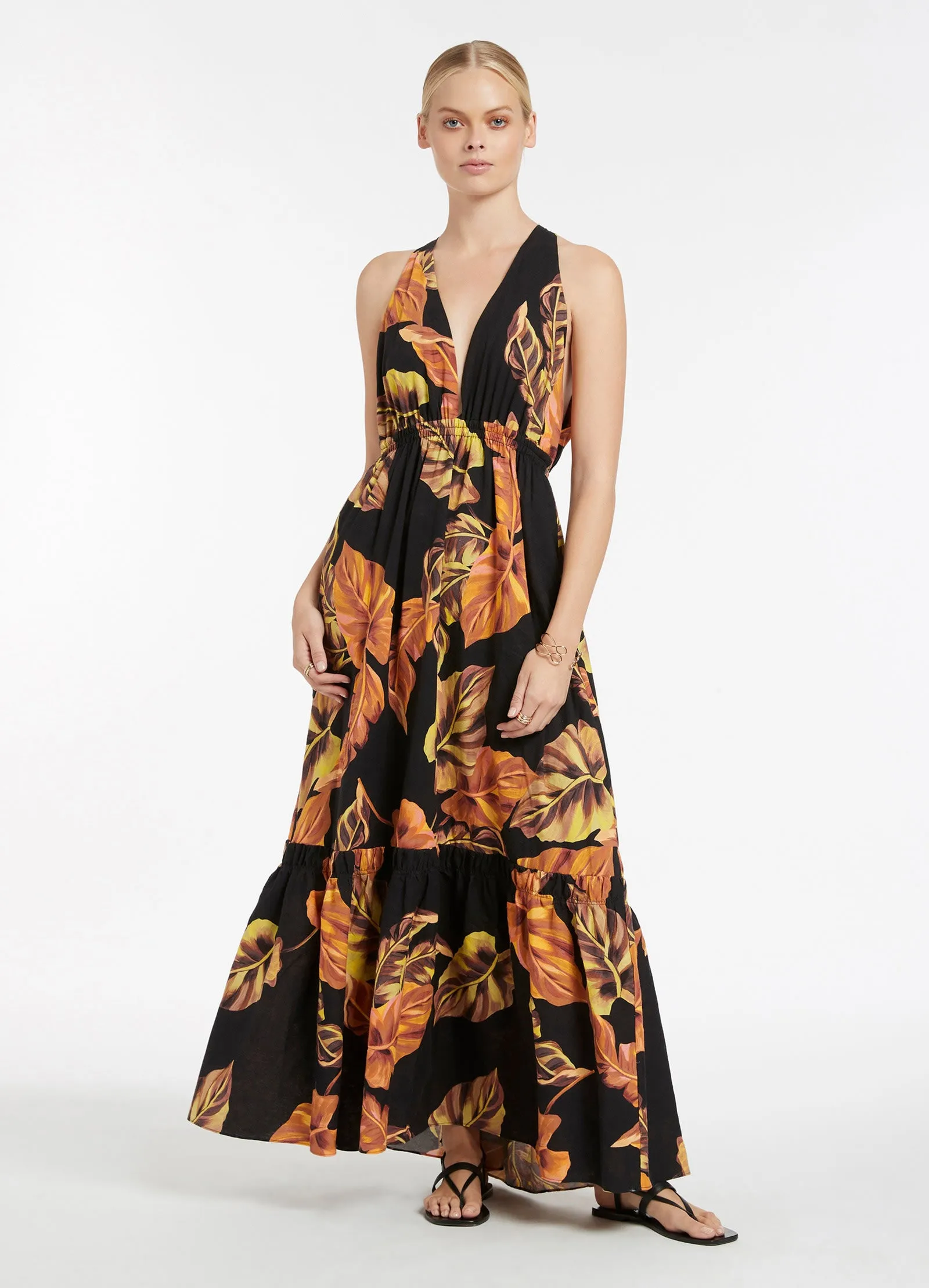 Palmas Plunge Maxi Dress - Black