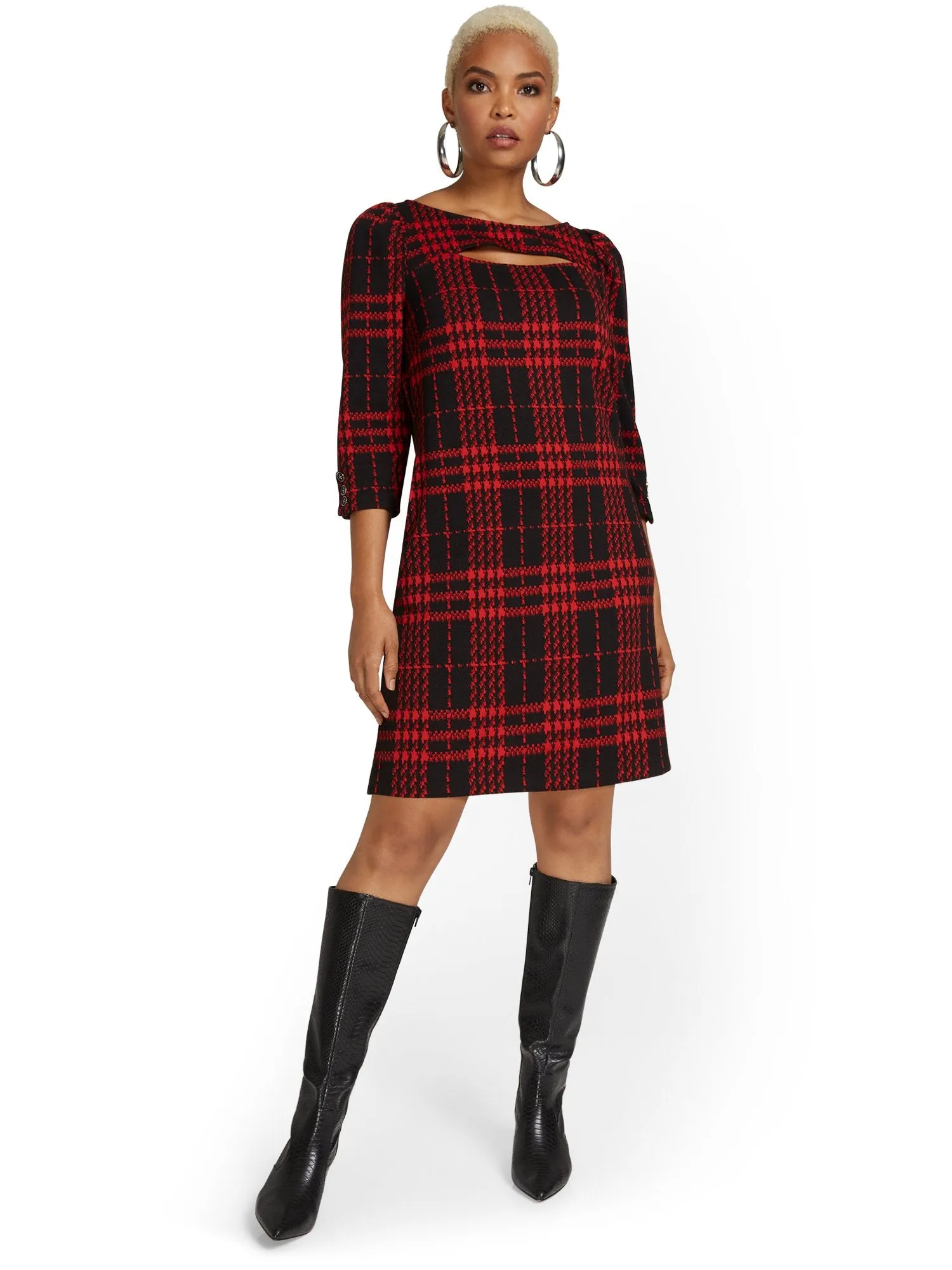 Petite Puff-Sleeve Shift Dress - Superflex