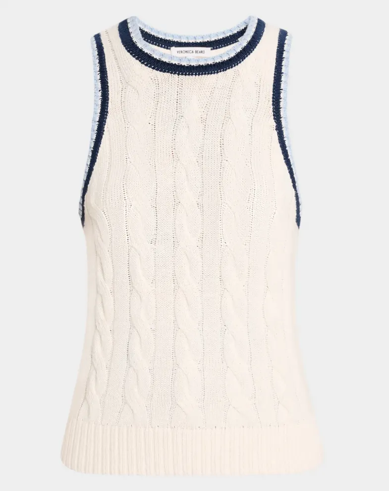 Veronica Beard- Jerrel Cable-Knit Tank Top