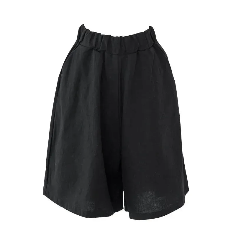 Women High Waisted Shorts Female Wide Leg Trousers With Pocket Oversized Summer Casual Clothing Office Lady Loose Short Pants