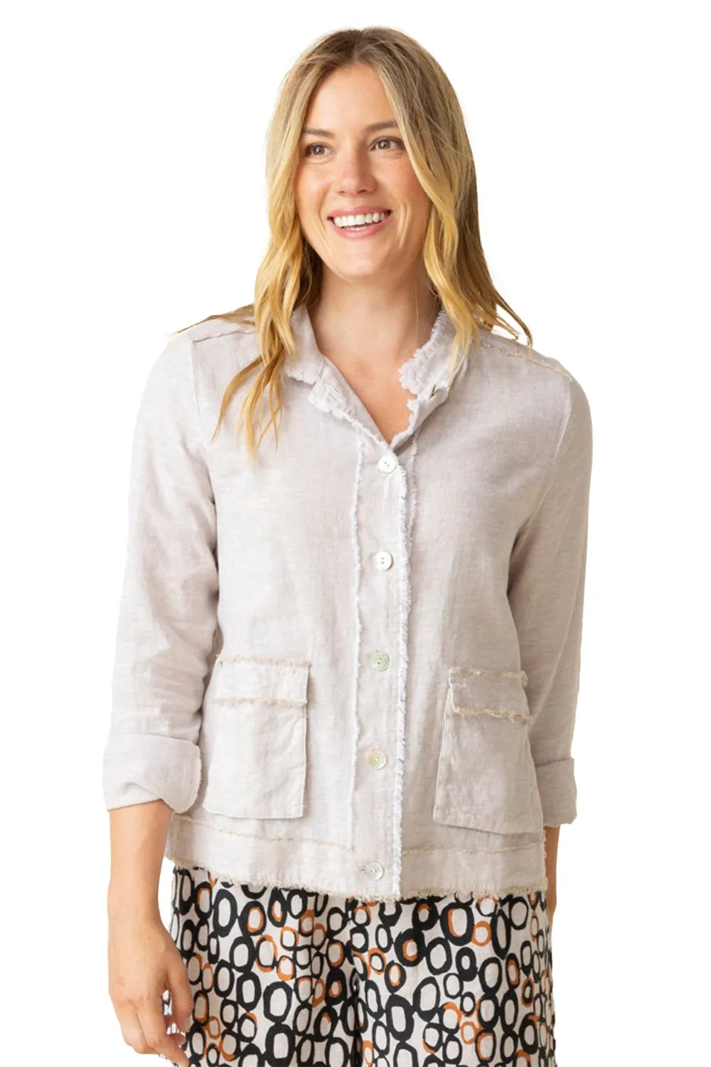 Women's Habitat Linen Solid Summer Breeze Jkt Oatmeal